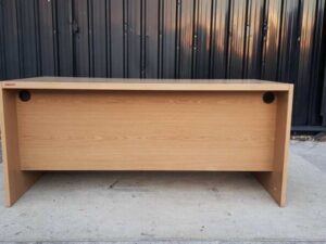 Two-drawer desk, brown wooden frame, 165 cm wide