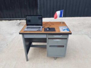 Steel desk, wooden top, 4 drawers, KINGDOM brand