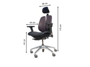 Office chair, steel legs, mesh seat, fabric backrest, with headrest, black, DOUREST brand._MKBU41QIRM