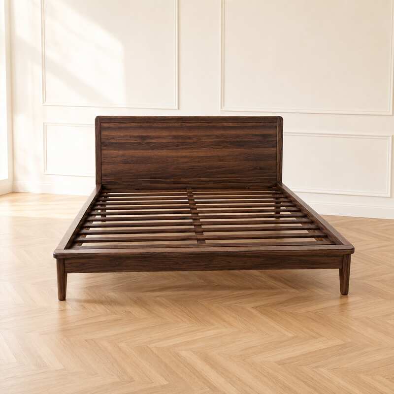 CHIC REPUBLIC Bed Frame, 6 ft, Marcello Walnut Finish