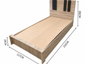 3.5 ft Minimalist Plywood Bed Frame in Oak Finish