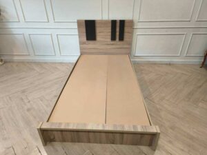 3.5 ft Minimalist Plywood Bed Frame in Oak Finish