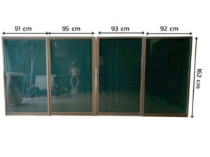 Sliding glass door with fixed panel 371 x 162 cm