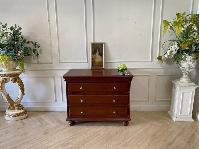 Brown 3-drawer teak cabinet