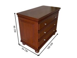 Brown 3-drawer teak cabinet