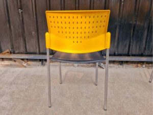 Office chair, chrome-plated steel legs, black cushion, yellow backrest, model GD01_N6Q2ID8OLU
