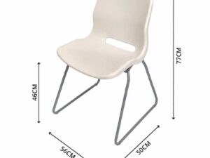Plastic chair with metal legs, IKEA brand, SNILLE model.
