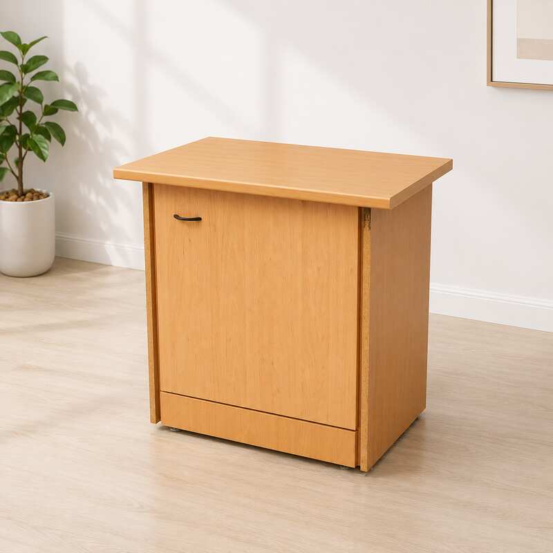 Wooden document cabinet, 1 door, open top, black horizontal handle._NAIX06D9AX