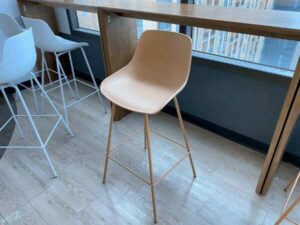 Bar chair, steel legs, brown, minimalist style