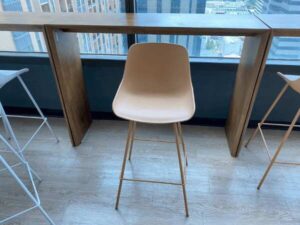 Bar chair, steel legs, brown, minimalist style