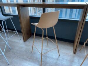 Bar chair, steel legs, brown, minimalist style