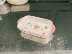 Square ceramic plate and bowl with two handles