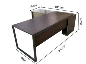 Executive L-shaped corner desk with 3 drawers, 2 shelves, and power strip. PROFLEX brand.