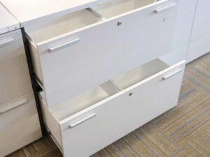 Wooden filing cabinet, 2 drawers, hanging file type (corrugated design), light gray_NXHA9O1TAQ