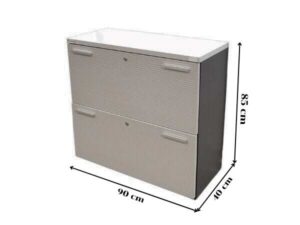 Wooden filing cabinet, 2 drawers, hanging file type (corrugated design), light gray_NXHA9O1TAQ
