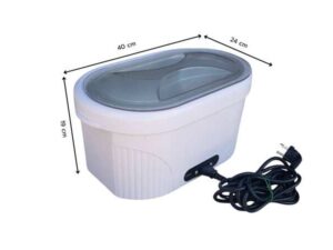 Electric paraffin wax heater with adjustable temperature, white color.
