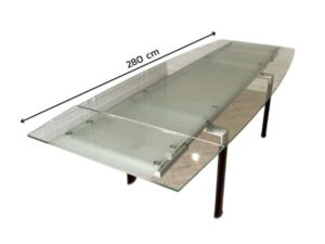 Dining table, glass top with extension, modern style_O20OPESFW2