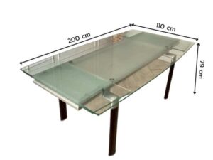 Dining table, glass top with extension, modern style_O20OPESFW2