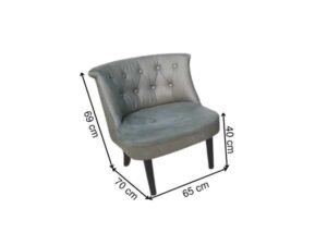 Wooden chair, leather seat with buttons, grey color