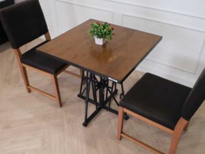 Brown wood top table, 75 cm, steel legs, Loft/Vintage style._ZPAMVV8SDR_OGKIZ03ZC7