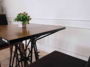 Brown wood top table, 75 cm, steel legs, Loft/Vintage style._ZPAMVV8SDR_OGKIZ03ZC7