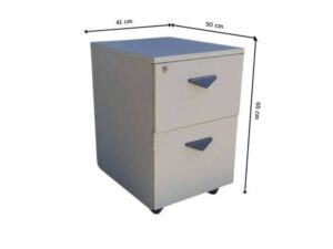Wooden Filing Cabinet with 2 Drawers and Wheels, Gray