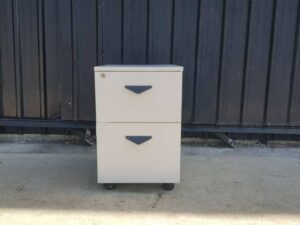 Wooden Filing Cabinet with 2 Drawers and Wheels, Gray