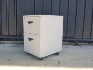 Wooden Filing Cabinet with 2 Drawers and Wheels, Gray