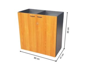 Two-door, two-compartment filing cabinet, gray and brown, Rockworth brand