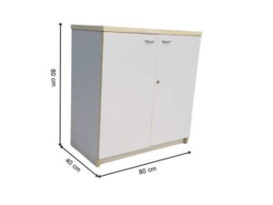 Two-door filing cabinet, wooden frame, white