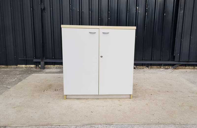Two-door filing cabinet, wooden frame, white