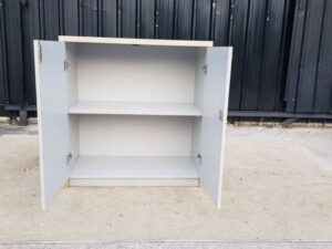 Two-door filing cabinet, wooden frame, white