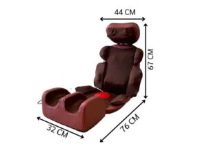 Portable electric massage cushion with remote control, red fabric cushion.