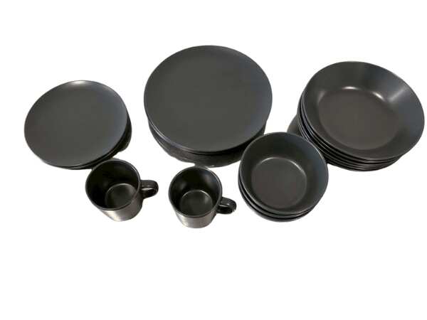 Black IKEA dinnerware set