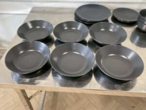 Black IKEA dinnerware set