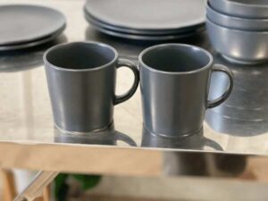 Black IKEA dinnerware set