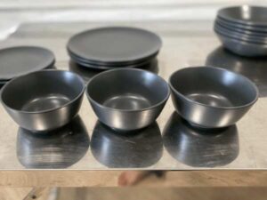 Black IKEA dinnerware set