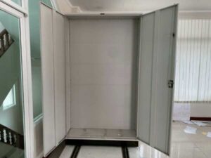Steel filing cabinet with sliding rails and wheels, grey_PCY7CSEG97