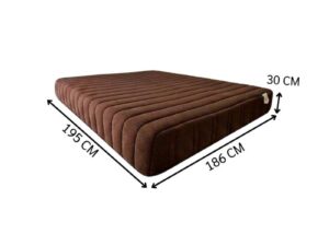 Asian-Bed brand pocket spring mattress with soft, feather-like fabric cover, dark brown color.