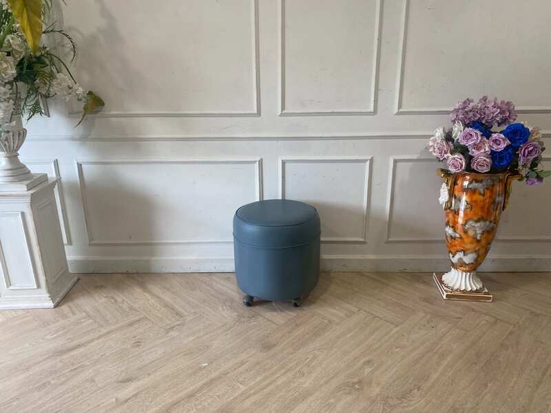 Gray leather stool