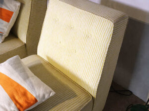 Chair with yellow striped fabric cushion + cushions_PMZV7KA6K7