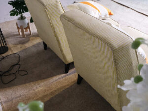 Chair with yellow striped fabric cushion + cushions_PMZV7KA6K7