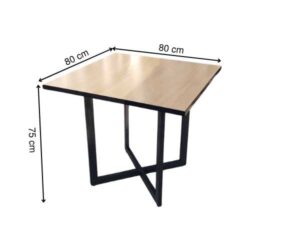 Dining table, steel legs, wooden top, 80 cm