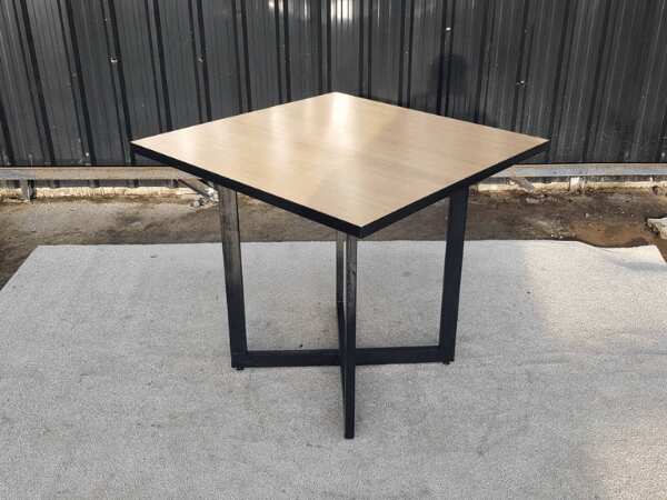 Dining table, steel legs, wooden top, 80 cm