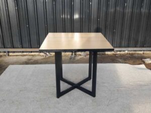 Dining table, steel legs, wooden top, 80 cm