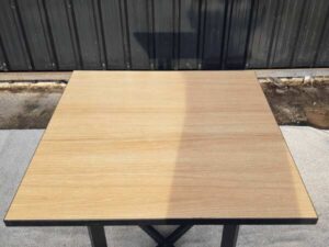 Dining table, steel legs, wooden top, 80 cm