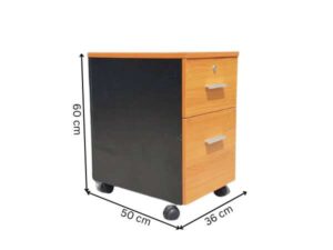 Mobile cabinet with 2 drawers, wood color