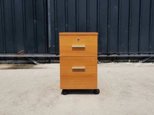 Mobile cabinet with 2 drawers, wood color