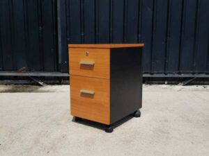 Mobile cabinet with 2 drawers, wood color