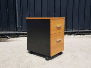 Mobile cabinet with 2 drawers, wood color